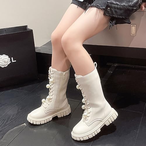 Girls Mid Calf Boots Chunky Heel Platform Boots Fashion Motorcycle Biker Combat Boot Slip On Waterproof Winter Booties4