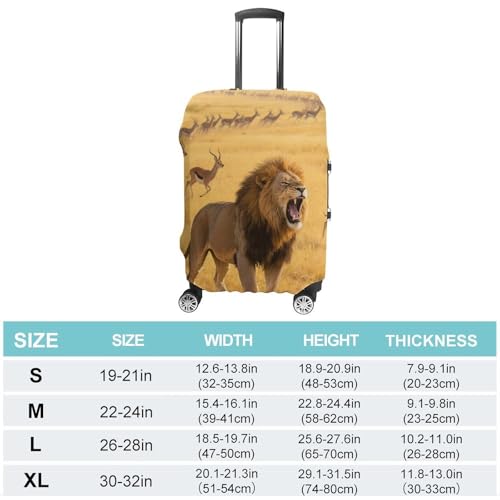 Lion on Savanna Elastic Luggage Cover Suitcase Protector for 19-32 Inch Suitcases | Universal Stretchable Travel Bag Cover | Anti-Scratch, Washable with Zipper Closure M2