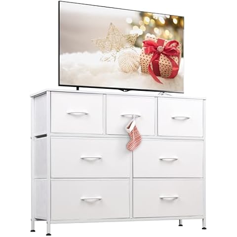 WLIVE 7-Drawer Dresser with Sturdy Steel Frame and Wood Top Cover