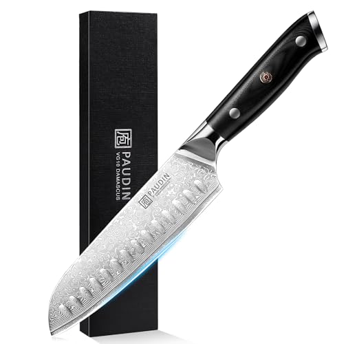 【祥雲】高級シリーズ PAUDIN 三徳包丁 175mm シェフナイフ ダマスカス 67層 VG10 ステンレス G10柄 両刃 鋭い切れ味 万能包丁 料理器具 キッチンナイフ 肉・野菜・果物切り 家庭用 業務用 プレゼントおすすめ