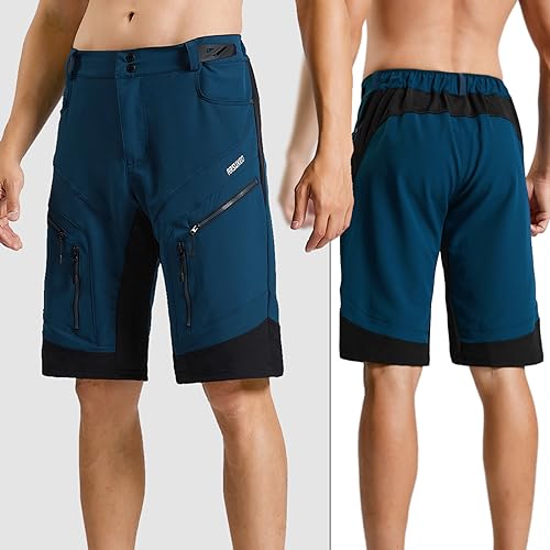 ARSUXEO Cycling Shorts Mens MTB Shorts Without Padded Cycle Mountain Bike Shorts Water Resistant 1903 Dark Blue M - Image 5