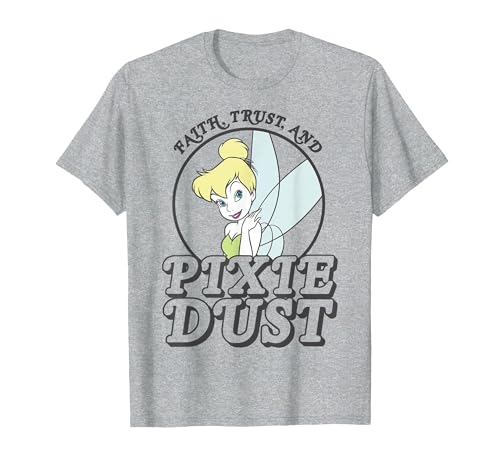 Image of Disney Peter Pan Tinker Bell Faith Trust And Pixie Dust T-Shirt, Men, Heather Grey, XX-Large