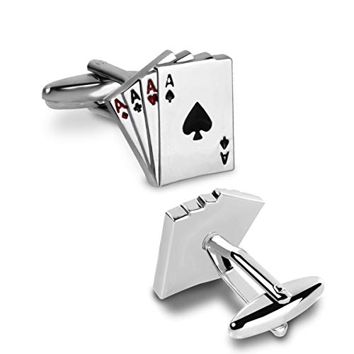 Set de Mancuernillas y Sujetacorbata con Cartas de Póker para Hombre miniatura 4