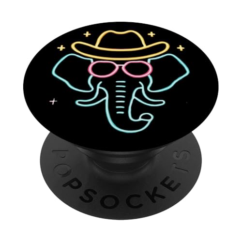 Cowboy Elephant Face Round Sunglasses Graphic Pink Western PopSockets Adhesive PopGrip