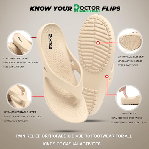 Image of DOCTOR HEALTH SUPER SOFT Women Ultra Soft Cushion Footbed Slipper | Comfortable Light Weight Waterproof Slippers |Adult Flip Flops Mild Acupressure | All Day Wear