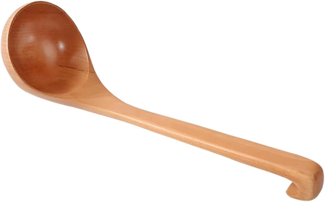 Wood Soup Ladle for Serving with Long Handle and Large Bowl