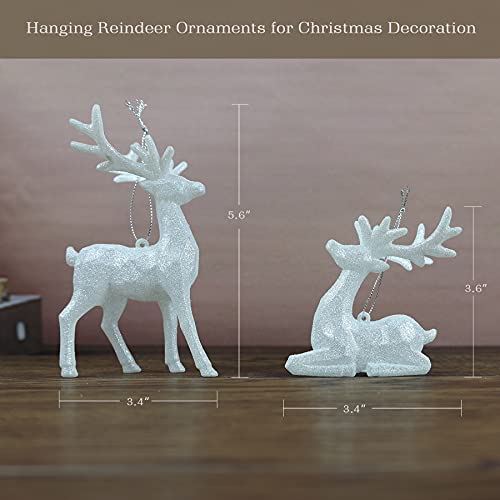 White Decorative Reindeer, 5 Inch Hanging Reindeer Ornament Sets Of 4 For Christmas Tree Home Decoration, Holiday Party #TOP5