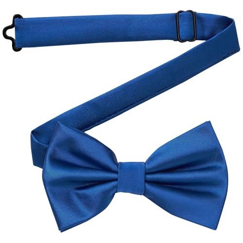 DonDon Fliege Herren handgefertigt Seiden-Look 12 x 6 cm Fliege Jeansblau