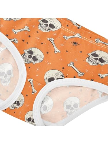 ZZKKO Skeleton Bone Star Orange Girls Underwear Toddler Panties for Girls Comfort Brief Size 2T4