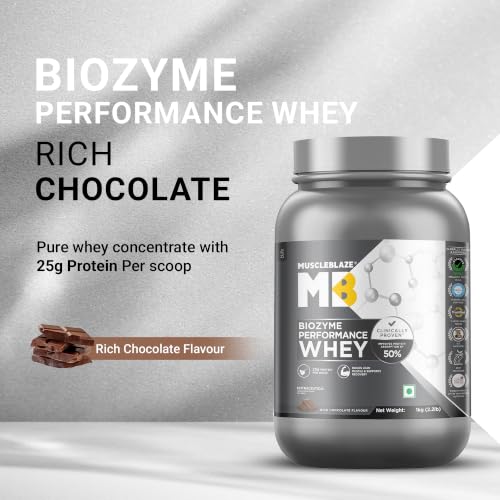 MuscleBlaze Biozyme Performance Whey Protein, 1kg + Shaker 997.9 g - Image 2