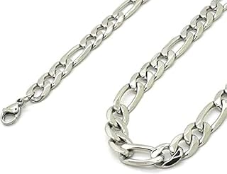 NUBIAA Stainless Steel 26in Figaro Chain Necklace, 7.5mm for Men and Women
