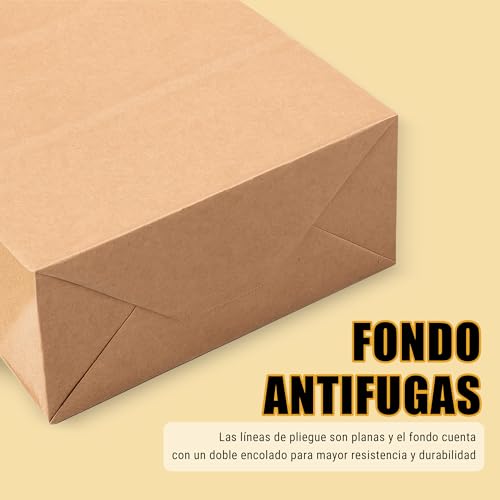 Bolsas de papel kraft grandes 28x15x28 cm reutilizables para comercios 4