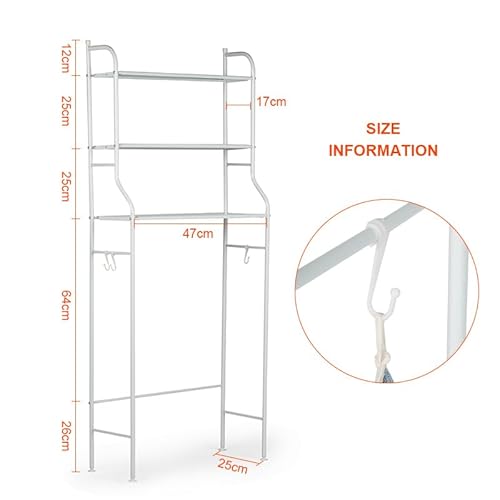 GBS 3 Tier Bathroom Shelf Organizer Stand, Over Toilet Storage Unit, Toilet Storage Rack, Laundry Room Storage Rack, Space Saving Bathroom Shelf - 65cm, WHITE - Cosy Home Interiors GBS 3 Tier Bathroom Shelf Organizer Stand, Over Toilet Storage Unit, Toilet Storage Rack, Laundry Room Storage Rack, Space Saving Bathroom Shelf - 65cm, WHITE - Image 3
