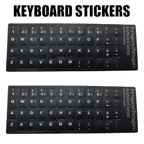 2Pcs Pegatinas Letras Teclado Portugués Fondo Negro miniatura 4