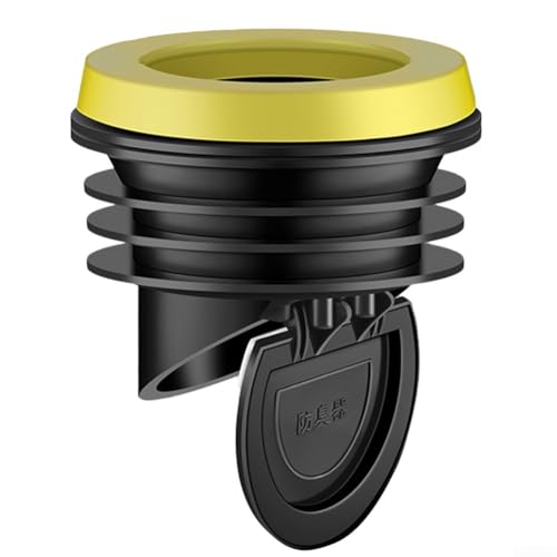 Anello di tenuta per flangia del WC, con valvola di ritegno anti-riflusso, anello di ricambio in gomma cerata, per tubi in PVC da 100-110 mm, nero, blu, giallo (nero)
