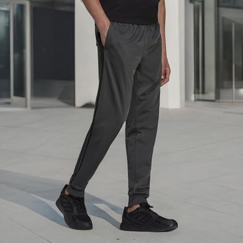 Image of adidas Men's Mid Rise Essentials Warm-Up Slim Tape 3-Stripes Tracksuit Bottoms