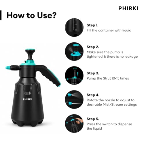 Image of Smart 2L Heavy-Duty Pressure Sprayer - Mist & Stream, Hand Pump for Home, Garden, Pest Control & Cleaning, Portable Hand Compress, Multi-Use Watering Can. (Black)