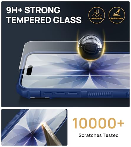 Image of SSLOTSCASE for iPhone 17 Case with 2X Glass Screen Protector & Stand, Blue