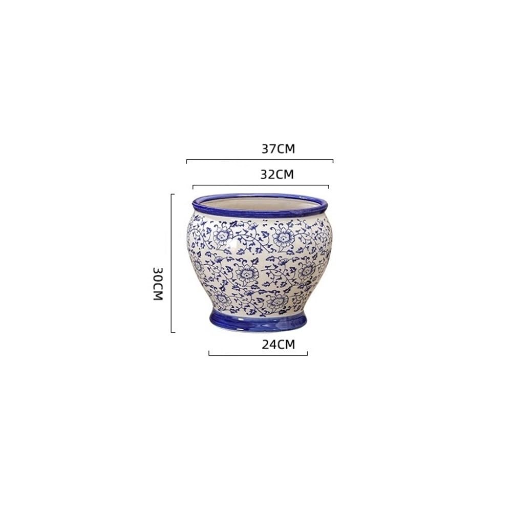 Doniczka Duża ceramiczna doniczka do użytku domowego, niebiesko-biała porcelanowa dekoracyjna wewnątrz i na zewnątrz