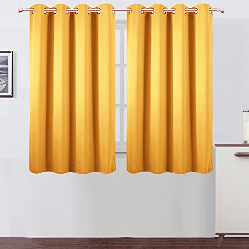 Image of LEMOMO Yellow Blackout Curtains /52 x 45 Inch Length /Set of 2 Panels Grommet Bedroom Curtains for Living Room Curtains