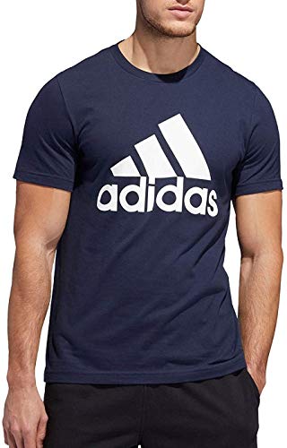 adidas mens Ultimate Badge of Sport Tee Grey/Collegiate Navy Large