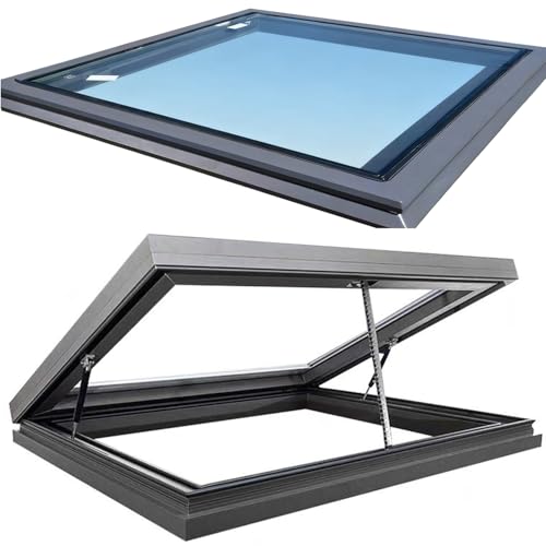 Ventana de techo eléctrica de aluminio personalizada con control remoto y sensor de lluvia, ideal para áticos, sótanos, terrazas y almacenes, ventilación óptima y luz natural