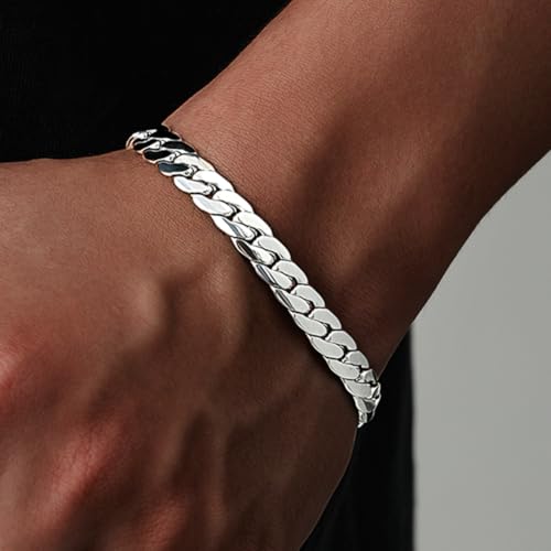 Cuban Link Chain,925 Sterling Silver Bracelet,Hip Hop Diamond Link Bracelets for Men Women