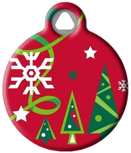 Dog Tag Art Christmas Cheer Lupine Pattern Personalized Pet ID Tag for Dogs and Cats, Silent Polymer Coated Stainless Steel Nametag with Customized