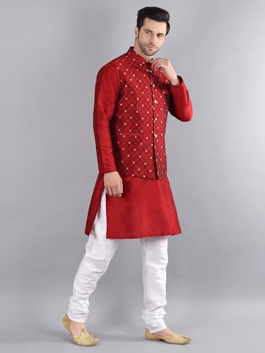 Image of Uri and MacKenzie Men's Silk Blend Kurta Pajama with Designer Ethnic Nehru Jacket /Modi Jacket