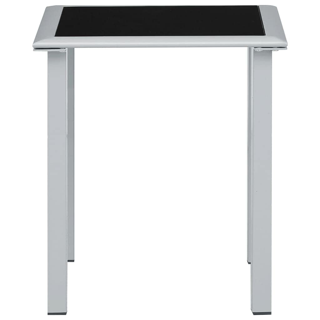 Gartentisch Schwarz und Silbern 41x41x45 cm Stahl und Glas