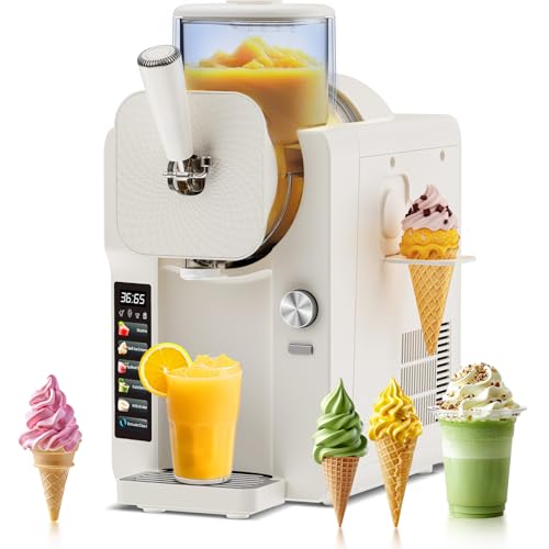 ice cream maker slushie machine for home slushy machine 70 oz margarita machine with 6 preset programs for ice cream smoothie milkshake cocktail frapps 9-level adjustable thickness white