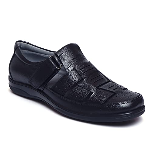 Image of Zoom Shoes Genuine Tinted Leather Casual Sandal For Men ZA-2337 | Comfortable /Ventilated Sandal With Anti-Slip Technology, Flexible Sole And Memory Cushion Padded Insole