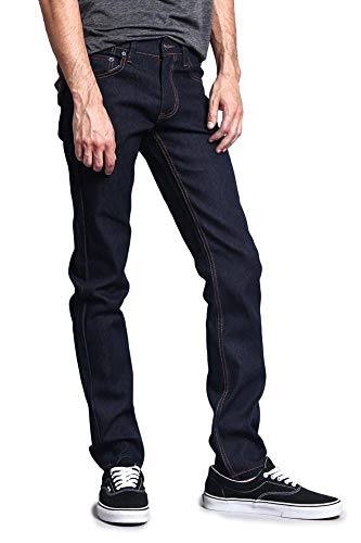 Mens Skinny Fit Unwashed Raw Denim Jeans DL9384