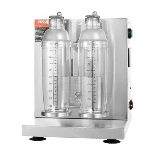 Milkshake Maker Machine, 120W Commercial Milk Tea Shaker Machine, Double Head Milk Shake Mixer Machine, 0-180s Adjustable Milkshake Blender, with 1 L PC Cup, for Milk Tea Store