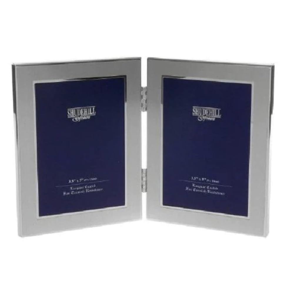 Shudehill Giftware Satin Silver Double Photo Frame Picture Gift 3x5 Inch