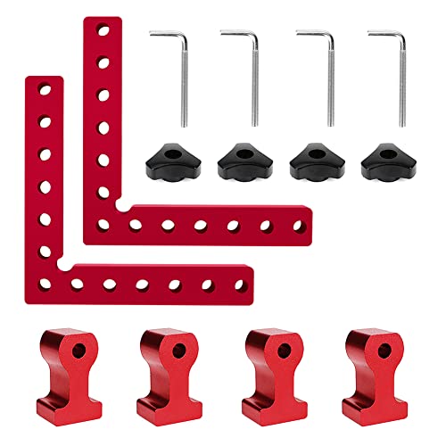 2 Pcs 90 Degrees Positioning Squares, Right Angle Clamps With 4 Clamps Aluminum Alloy L-Type Corner Clamp Woodworking Carpenter Tool For Picture Frame Box Cabinets Drawers (5.5"X 5.5") #TOP6