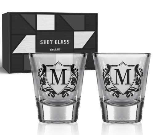 Juego de vasos de chupito personalizados con inicial M, regalos de alcohol para los amantes del tequila, el vodka o el whisky, regalos de cumpleaños, Navidad para hombres, mujeres, paquete de 2 Cover