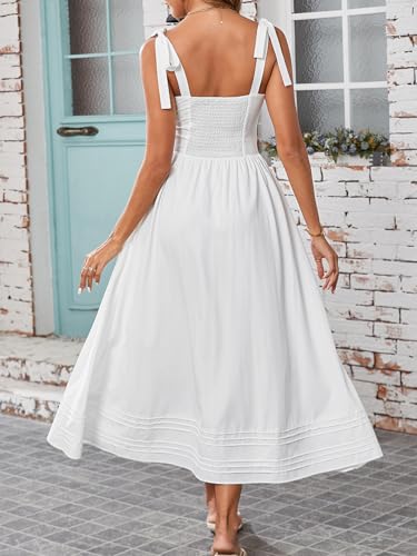 Women's Summer Midi Dress V Neck Casual Flowy A Line Sundress Wedding Guest Long Dresses with Pockets2