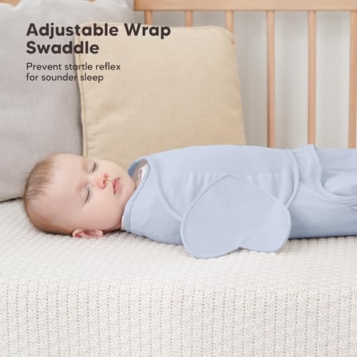 Image of Susurration Swaddle Sleep Sacks 3 Pack 100% Muslin Cotton Swaddle Blanket Small Baby Wrap for 3-6 Months Newborn Sleep Sack Girls,Boys,Infants Essentials,Adjustable Wearable Sleeping Sack(Blue)