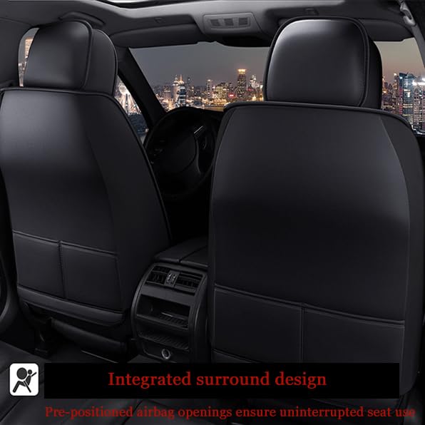 Housses de siège de Voiture pour Ford Ranger Wildtrak 2016-2024, Ensemble de Protection de siège en Cuir, Accessoires intérieurs antidérapants,Black