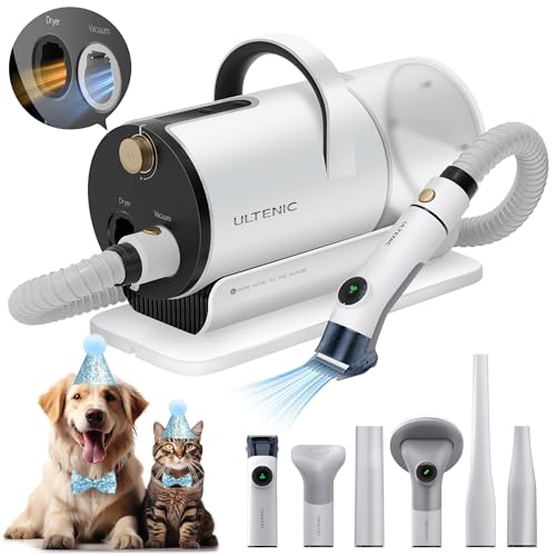 Ultenic Dog Grooming Vacuum & Pet Hair Dryer Combo for Shedding Grooming, 6 in1 Pet Vacuum Grooming Kit with 2L Dust Cup, Works for Dogs and Cats