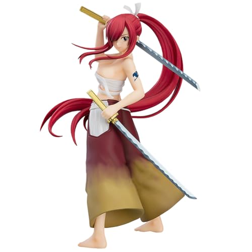 Figurine Anime Fairy Tail, Lucy Heartfilia/Erza Scarlet, Statues, 17 cm, PVC, modèle de dessin animé, décoration, ornements, objets de collection, cadeau