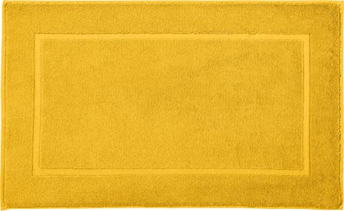 REDBEST Duschvorlage, Badteppich New York gelb Größe 50x80 cm - saugstark, sehr strapazierfähig, hautsympathisch, trittweich, 100% Baumwolle