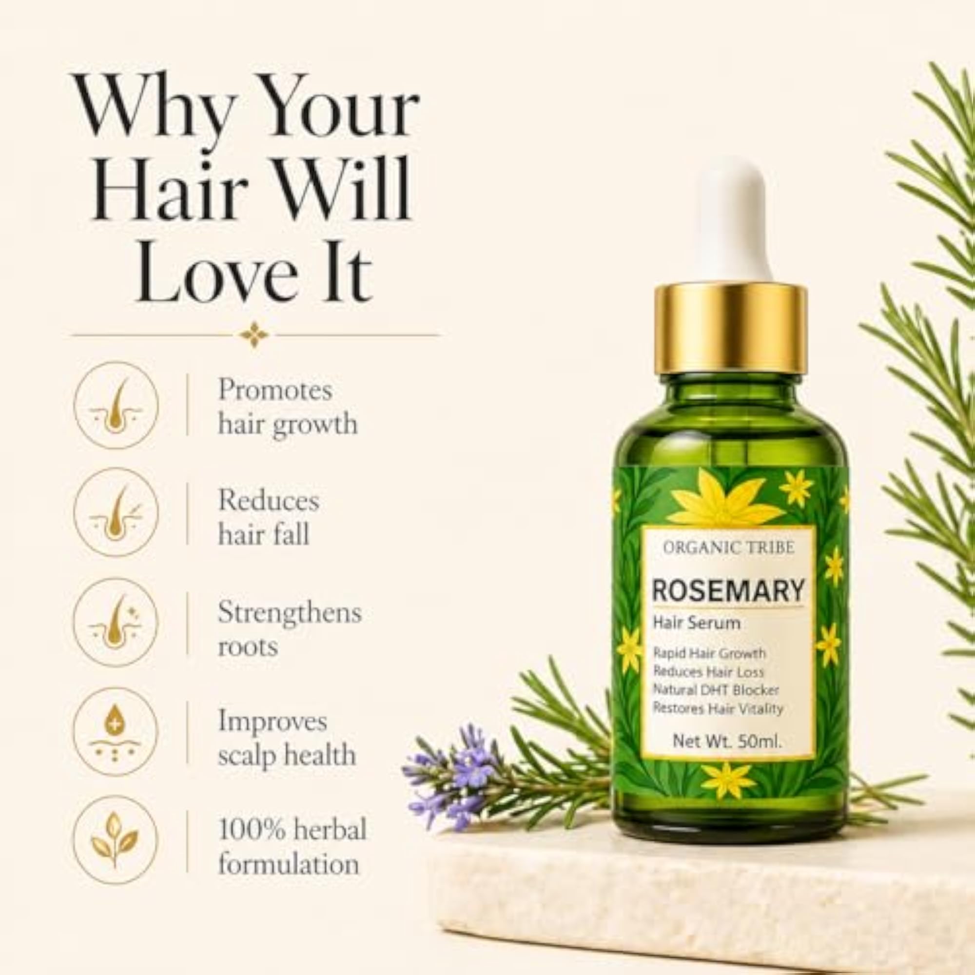 Authentic Rosemary Hair Growth Serum, 50ml