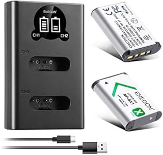 ENEGON NP-BX1 Battery (1300mAh 2-Pack) and LCD Charger Kit Compatible with Sony NP-BX1 and Sony ZV-1, Cyber-Shot DSC-RX100, DSC-RX100 II/III/M4/M5/M6/M7/////VA, DSC-RX100M II, HDR-CX405