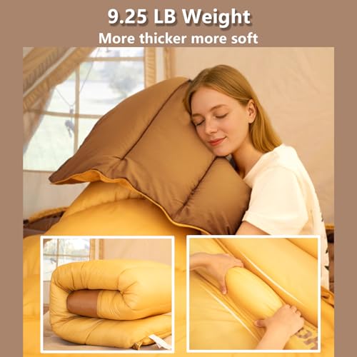 Image of BISINNA Double Sleepinag Bag for Adults Two Person Queen Size Camping Sleeping Bag for All Season Backpacking Hiking Cold Weather with Compression Sack