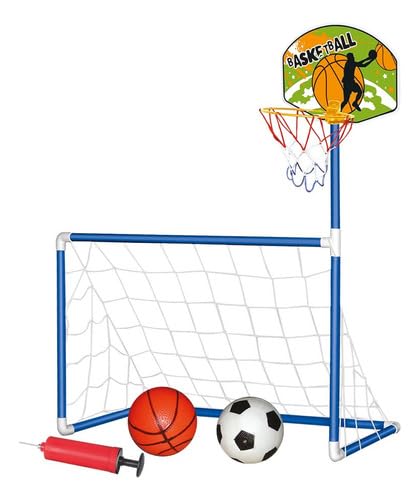 Golzinho Futebol Mini Trave Gol 2 Em 1 Cesta Basquete Bolas