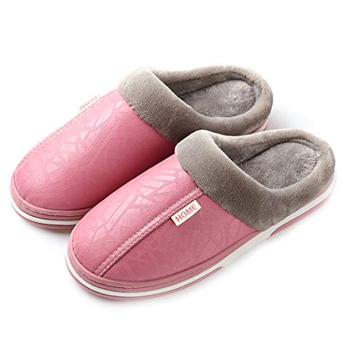 Zapatillas de Estar por casa Mujer Invierno Peluche Cerradas Andar Calienta Pantuflas Slippers Originales Termicas Zapatos (34/35 EU, T-Pink)