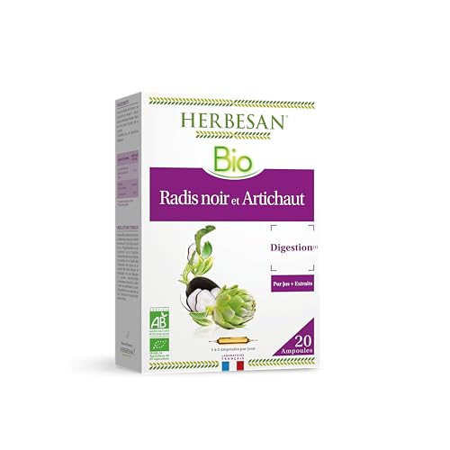 Herbesan - HERBESAN – RADIS NOIR ET ARTICHAUT BIO – Bien être digestif – Laboratoire français – 20 ampoules de 10 ml