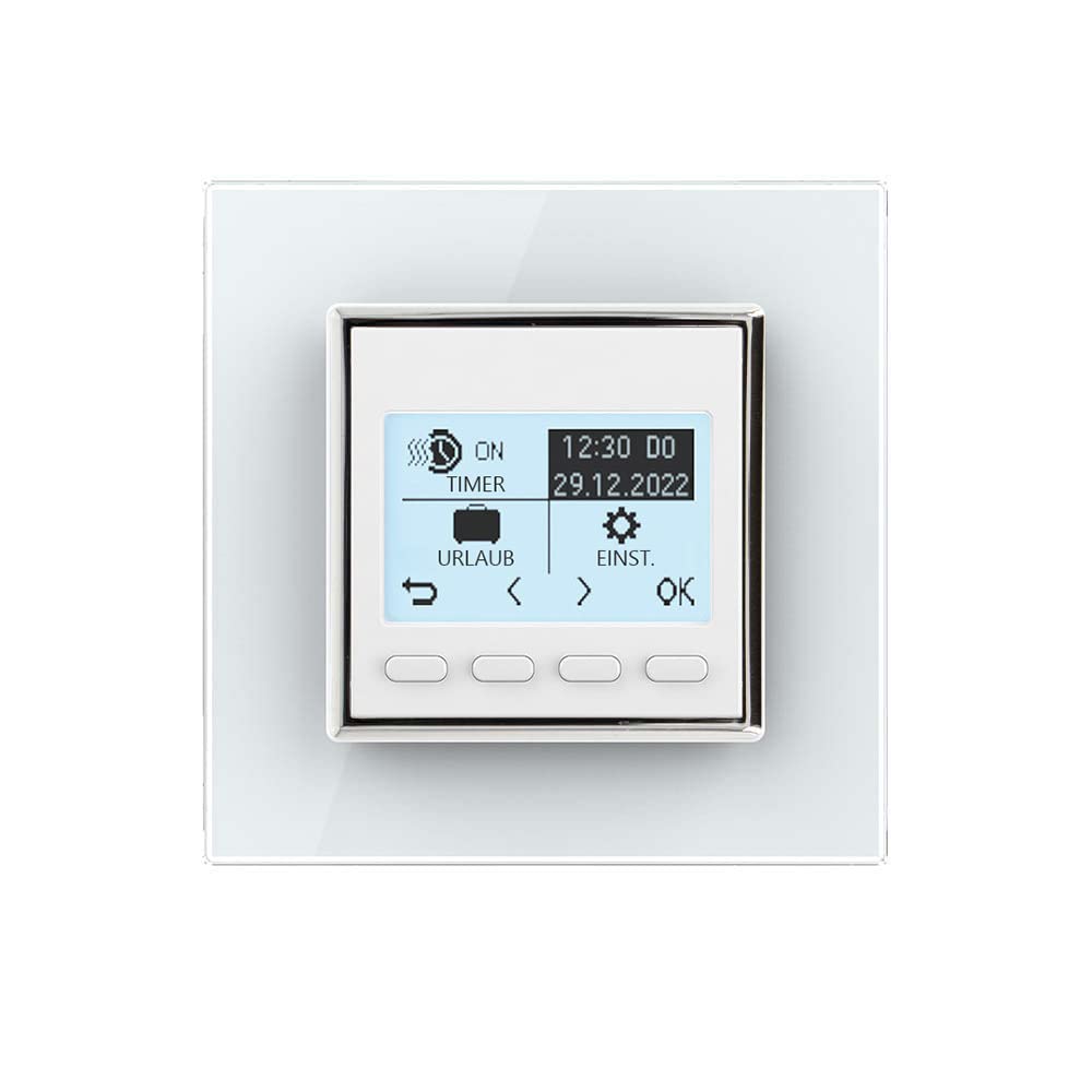 LIVOLO LCD Raumthermostat Thermostat Fußbodenheizung Weiß mit Glasrahmen für Fußboden Heizung Programmierbarer Wandthermostat Zeitpläne digitaler Display Raumtemperaturregler VL-Pro/SR-11